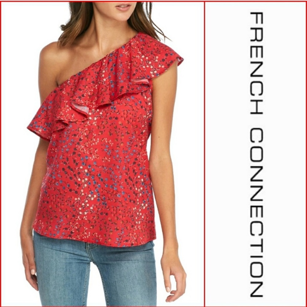 French Connection one shoulder floral top